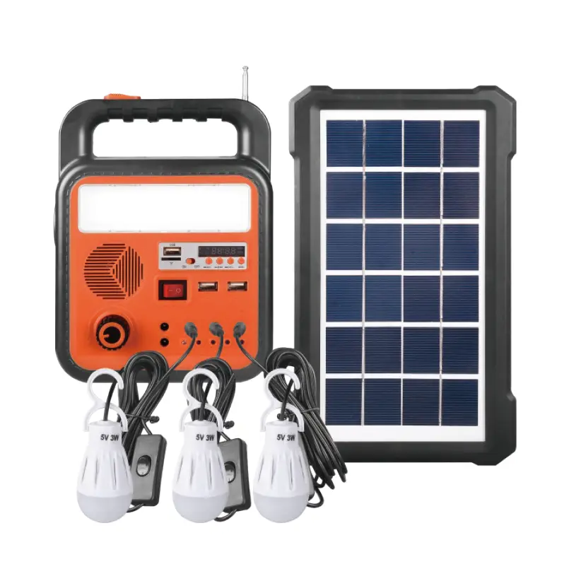 5W LED Solar Power Station Kit Genopladeligt